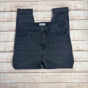 Madewell Dark Charcoal Gray Curvy High Rise Skinny Jeans Size 32 Premium Denim